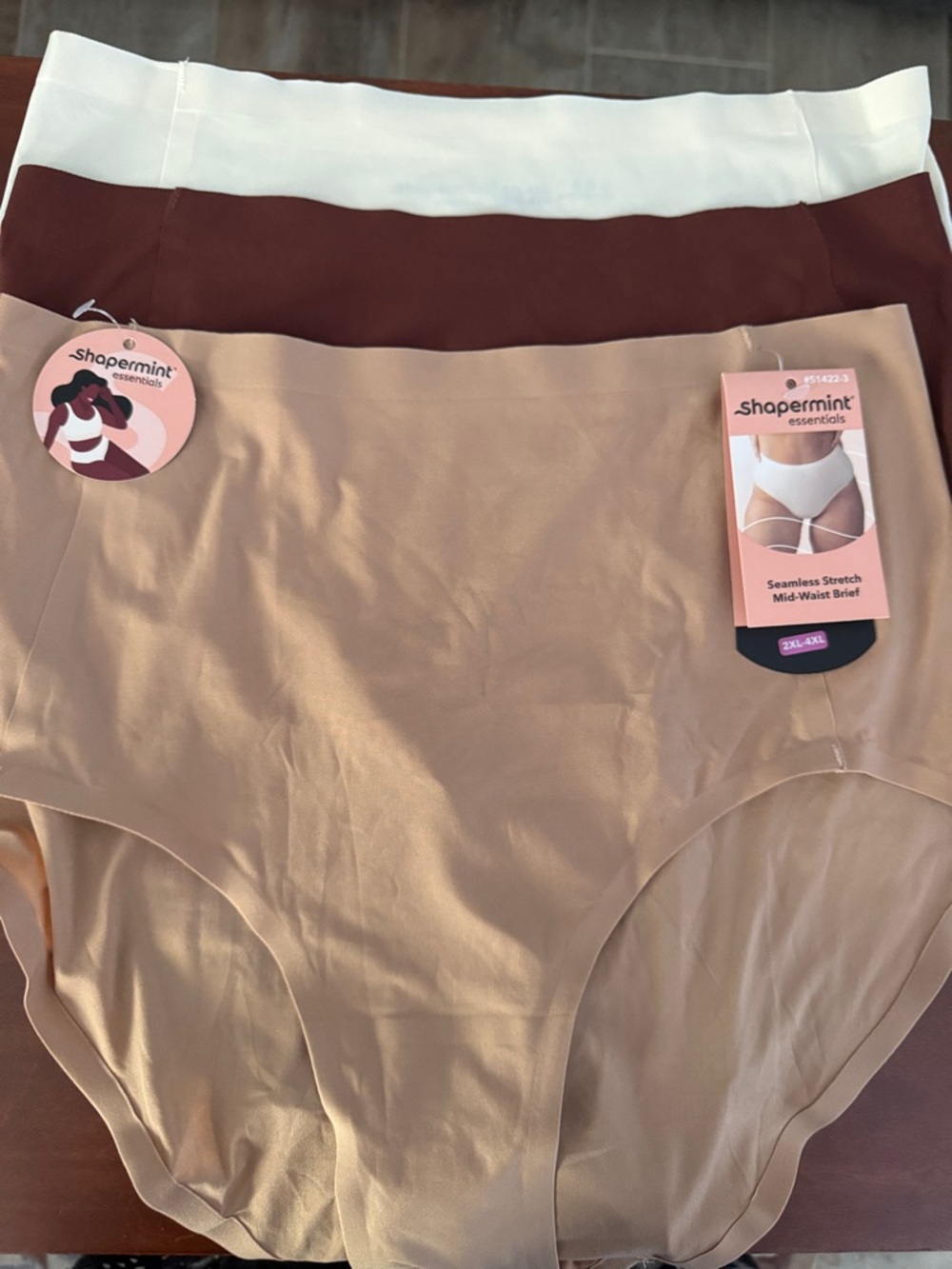 Shapermint Seamless Mid-Waist Briefs - White, Brown, Beige